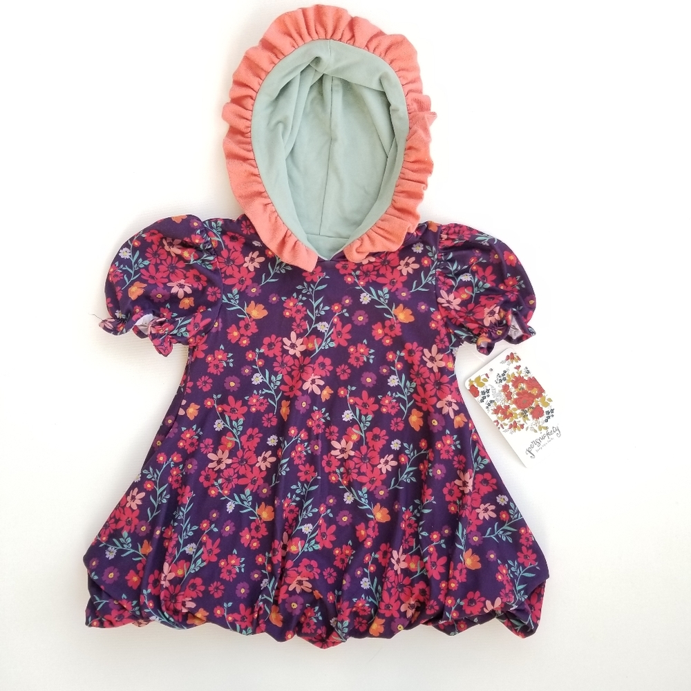 PERSNICKETY Boutique Floral Bubble Dress Hood Sz 3